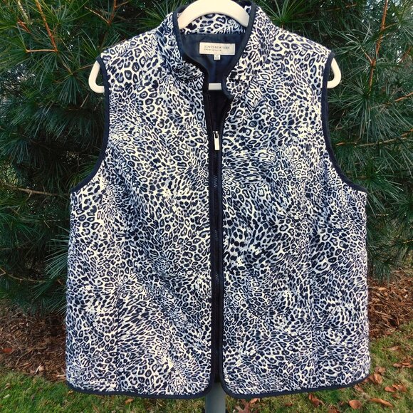 Jones New York Plus Sz-2x Animal Print Zip-Front Quilted Vest - Picture 1 of 3